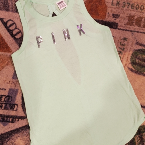 VS PINK Minty blingy tank top cut out in back - Picture 14 of 16